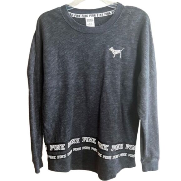 Vintage 90's Pink Victoria’s Secret Campus Bling Long Sleeve Cotton Blend Top - Picture 2 of 16